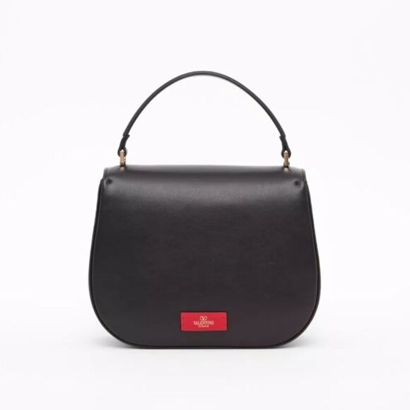 Valentino Black Shoulder Bag with V Logo and Saddle Shape - Picture 2 of 3